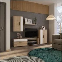Vicco Wohnwand Berno, Sonoma/Weiß, Set, 4 Teile, (4-St)