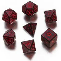 Q-Workshop Spiel, Runic Würfel - 7 Stück - schwarz und rot
