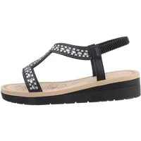 Ital-Design Damen Abendschuhe Party & Clubwear Riemchensandalette (82071321) Keilabsatz/Wedge Keilsandaletten in Schwarz