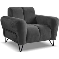 Beautysofa Sessel mit Metallbeine in Schwarz VOLARE (modernes Design, Rücken mit Hauptstoff), viele Farbvarianten, auch im Set mit Sofas erhältlich