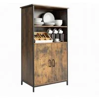relaxdays Küchenbuffet Küchenschrank Industrial Style Vintagebraun