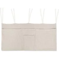 Ehrenkind Hängeaufbewahrung Bett Organizer, Praktische Betttasche für Ordnung am Bett (einfache Befestigung, 4-lagigen Bio-Musselin), Bettaufbewahrungstasche für Bücher & Kuscheltiere