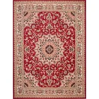 Mazovia Orientteppich Orientalisch Vintage Teppich Kurzflor Wohnzimmerteppich Rot, 60 x 100 cm, Fußbodenheizung
