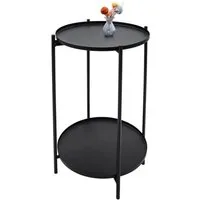 Spetebo Beistelltisch Metall schwarz rund mit 2 Ablagen - 48 x 28 cm (Anzahl, 1-St., Stück), Stabil, pflegeleicht und langlebig