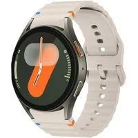 Wigento Smartwatch-Armband Für Samsung Galaxy Watch 7 44 / 40mm Silikon Wellen Design Band Beige