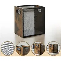 PRIISF Papierkorb Mülleimer Müllkorb Abfalleimer Papierkorb Papiereimer aus Stahl Holz, 17L Papiermüll Metallgitter Müllbehälter für Heimbüro, Arbeitszimmer