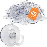 Spetebo Dekohaken Saugnapf mit Haken - 40 Stück, Badezimmer, Türen, Fenster, Badewannen, (Set, 40-St., Saugnapf mit Haken), Weihnachten Ostern Lichterketten Saugnapf