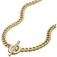 Fossil Kette ohne Anhänger Schmuck Geschenk Edelstahl CARLIE T-BAR, mit Glasstein