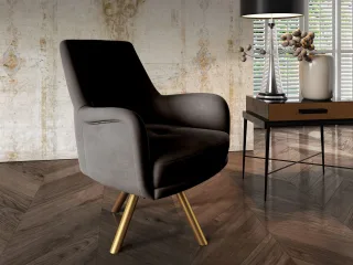 Sessel Drehsessel VALERIE in Stoff Stoff Elisa Velvet Schwarz