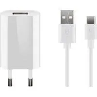 USB-C Ladeset 5 Watt, Ladegerät weiß, 1 Meter Kabel USB-A > USB-C