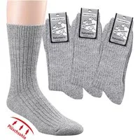 Wowerat Socken 3 Paar Wellness-Socken mit Plüschsohle 100% Wolle für Damen & Herren (3 Paar)