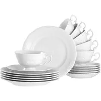 CreaTable Kaffeeservice Frederike Weiss, Service 18-tlg. (18-tlg), 6 Personen, Porzellan, Klassisch, Zeitlos