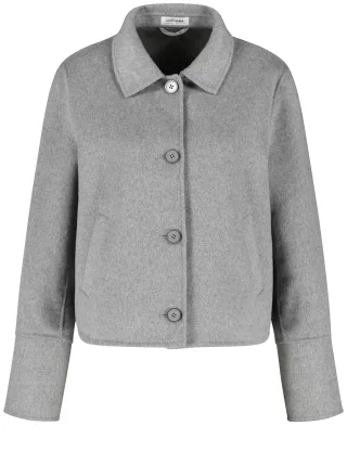 GERRY WEBER Collection - Kurze Blazerjacke mit Wollanteil silver grey melange - Gr. - 42
