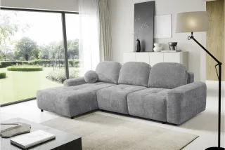 Ecksofa Schlafsofa Sofa ARGOS in Stoff Vibe Grau Ottomane Links