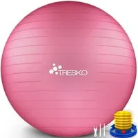 TRESKO Gymnastikball mit GRATIS Übungsposter inkl. Luftpumpe Yogaball, BPA-Frei Sitzball Büro Anti-Burst inkl. Luftpumpe, Fitnessball