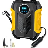 MOPUEA Elektropumpe Akku-Luftpumpe Elektropumpe Elektrische Mini Kompressor 12V (mit digitalem Reifendruckmesser, 150PSI, 1-tlg., LCD Bildschirm, 150PSI 12V mit 6000mAh), für Fahrrad, Motorrad, Auto, Als Taschenlampe und Powerbank