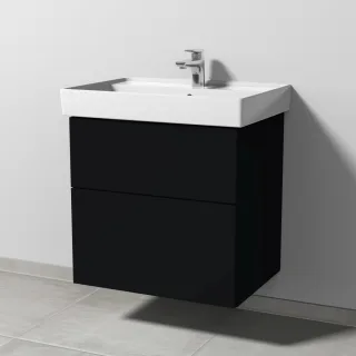 Sanipa 3way Waschtischunterbau zu Villeroy & Boch Collaro Waschtisch mit 2 Auszügen, Schwarz-Matt SF83508