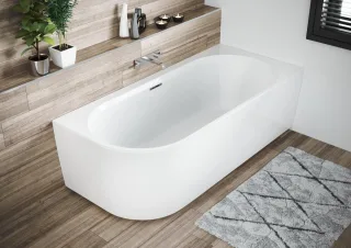 Riho wandstehende Badewanne Desire Corner 184x84 L seidenmatt weiß/s, B088008220 B088008220