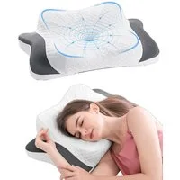Elegear Nackenstützkissen Kopfkissen,Memory Foam, Orthopädisches Nackenkissen, abnehmbarer Bezug, Füllung: Memory-Foam, Rückenschläfer, Seitenschläfer, Bauchschläfer, Ergonomisches Schlaf, für alle Schlafpositionen gegen Nackenschmerzen