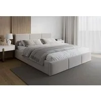 FDM Polsterbett BELORA modern mit Bettkasten MADE IN EU - mit Trinity Velours Bezug (verfügbar 90x200 120x200 140x200 160x200 180x200cm, Bettrahmen, Bett, mit großen gepolsterten Kopfteil, mit Bettkasten zum aufklappen), Hebbarer Metallrahmen, Bettka