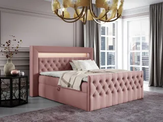 Boxspringbett Schlafzimmerbett ERNESTO Nr.1 180x200cm in Elisa Velvet Altrosa