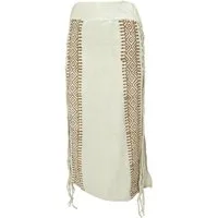 Guru-Shop Minirock Langer Boho Fransenrock, Sommerrock, Lagenrock.. alternative Bekleidung
