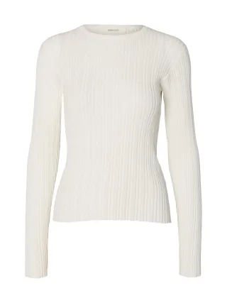 selected women - SLWTOLEDO LS KNIT STRUCTURE O-NECK Snow White - Gr. - L
