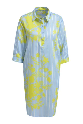 Milano Italy - shirt dress with3/4 sleeves light blue print - Gr. - 38
