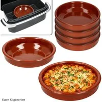 MamboCat Auflaufform MamboCat 6er Set Airfryer Tonschalen rund Ø20cm 700ml Cazuela Tapas, Ton