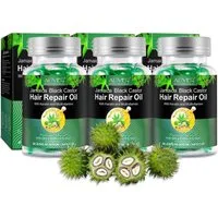 ALIVER Haaröl Rizinusöl Haarwachstum Haarpflege in Kapseln Bart Bio Vegan, 3-tlg.