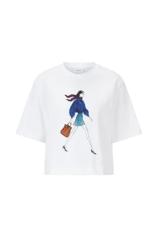 Rich & Royal - Gentle Fit T-Shirt with Woman Print white - Gr. - XS