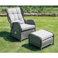 LEX Gartensessel Gartensessel Relaxsessel COMFORT - verstellbare Rückenlehne und Hocker