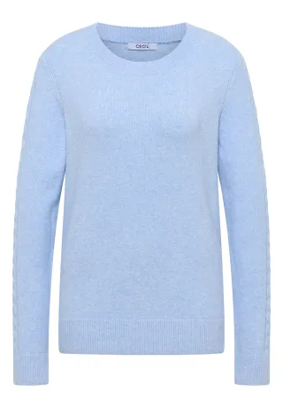 CECIL - Pullover mit Strickdetail sporty light blue melange - Gr. - XL
