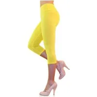 YESET Leggings Damen Capri 3/4 Leggings Baumwolle hoher Bund GELB S Highwaist-Leggings