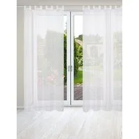 HOME WOHNIDEEN Vorhang NESSI 2er Pack (2 St), Schlaufen, transparent, Uni, Voile, transparent, Schlaufen inkl. Zugband, 2er Pack