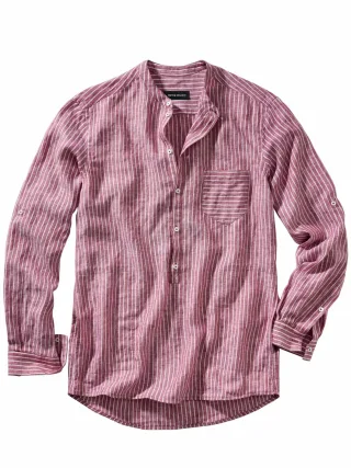 Mey & Edlich Herren Fischerhemd Rot 100 % Leinen