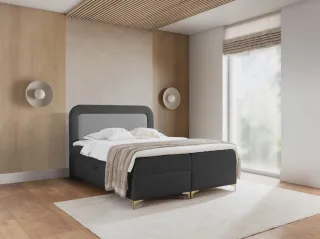 Boxspringbett Schlafzimmerbett WILLOW 180x200cm Stoff Puente Anthrazit