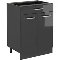 Vicco Unterschrank R-Line, Anthrazit Hochglanz/Anthrazit, 60 cm mit Schublade, ohne Ar... (1-St)