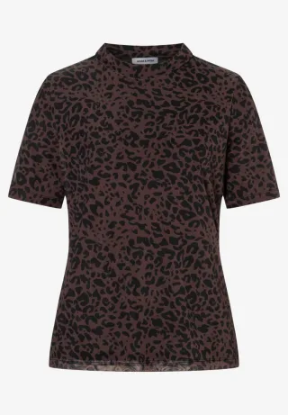 MORE & MORE - Mesh-Shirt mit Animal-Print braun - Gr. - 44