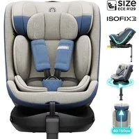 Daliya® Autokindersitz BRAVO i-Size Auto-Kindersitz, 360° drehbar, mitwachsend, atmungsaktiv, ab: ab Geburt, bis: bis 12 Jahre, ab: 40 cm, bis: 150 cm, (Neugeborenen-Set, 4-tlg), 8 Stufen Sitzneigung, verstellbare Kopfstütze, Stützbein, Belüftet