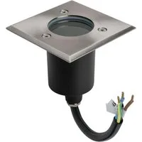 GTV LED Gartenleuchte LED Bodenleuchte Bodeneinbauleuchte Bodenstrahler, Edelstahl rostfrei Quadrat IP67 230V GU10 Fassung ohne Leuchtmittel