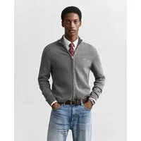 Gant Cardigan CASUAL COTTON ZIP CARDIGAN Mit Rippbündchen an Stehkragen, Ärmeln und Saum