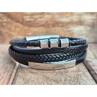 NAHLE Lederarmband Leder elegantes Armband Echtleder – geflochten mit Magnetverschluss (1-tlg), Länge durch Verlängerungsstück +1,5cm erweiterbar
