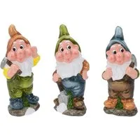 mucHome Gartenzwerg 3er Set Gartenzwerge Gartenarbeit Höhe 30cm wetterfeste Keramik, (3 St)