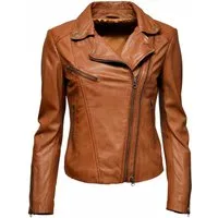 Zimmert Leather Lederjacke Bebie (1-St) Schwarz, Cognac Braun, Rot, weiss