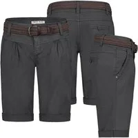 SUBLEVEL Bermudas Damen Short Bermuda kurze Hose Sommer Chino Stoff Hose mit Gürtel Chino Stoff Hose mit Gürtel