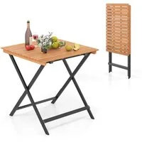 COSTWAY Gartentisch, klappbar wetterfest Beistelltisch Holz 70 x 70 x 73 cm