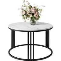 Lookway Couchtisch LORI LEVANTO mit weißem und schwarzem Gestell (1x Couchtisch), Durchmesser: ⌀70 cm