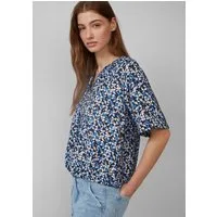 s.Oliver Kurzarmbluse Bluse Strukturierte Bluse mit Halbarm im O-Shape