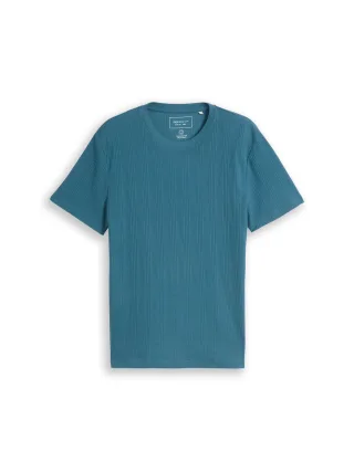 Denim Tom Tailor - T-Shirt mit Waffelstruktur classic dust blue - Gr. - XXL